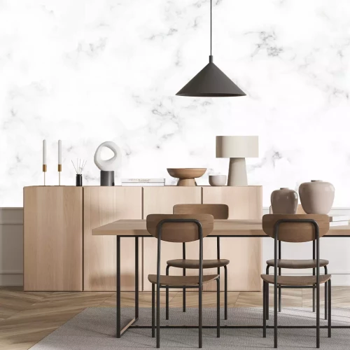 Fotobehang Witte marmeren muur