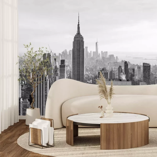 Fotobehang Wolkenkrabbers New York zwart-wit