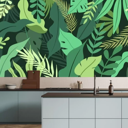 Fotobehang Grafische groene planten