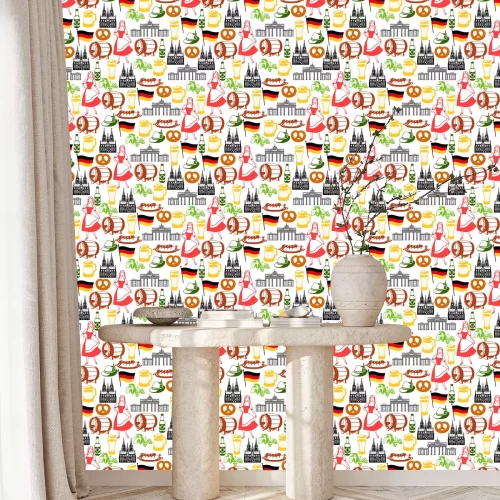 Behang German seamless pattern. Germany national traditional symbols.