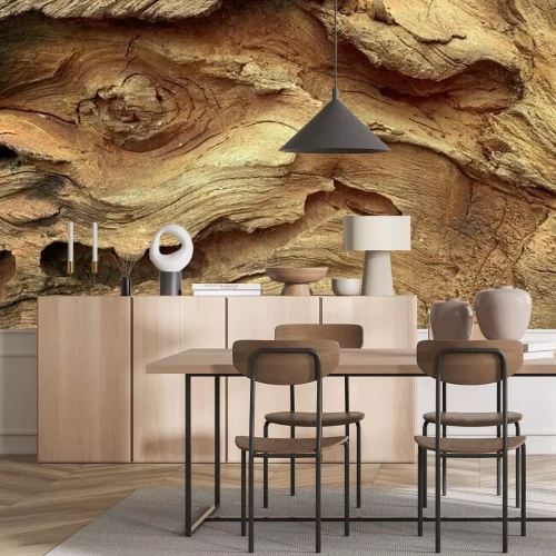 Fotobehang 3D hout abstracte groeven