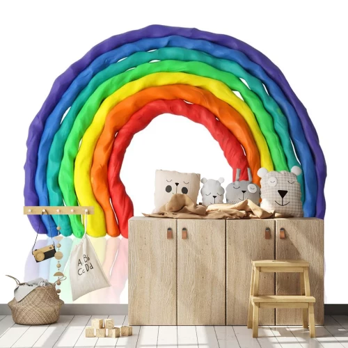 Sticker Een regenboog gemaakt van gekleurd plasticine