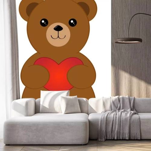 Sticker teddy bear with a gradient heart