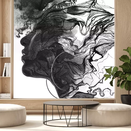 Sticker Zwart-wit portret van een vrouw