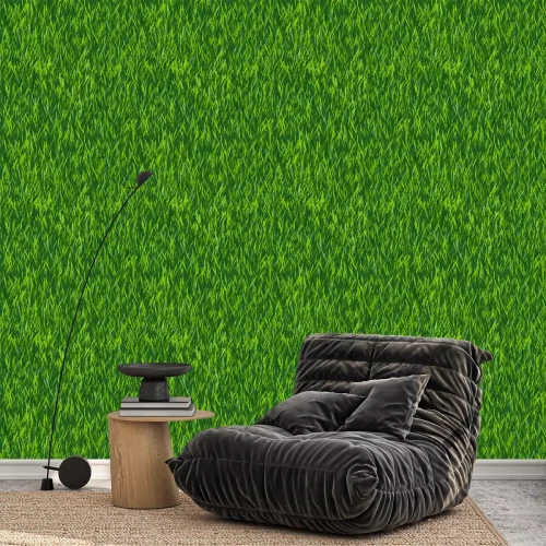 Behang Realistisch gras in een intens groene kleur