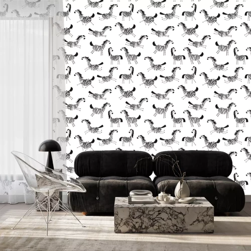 Behang Zebra's in verschillende posities