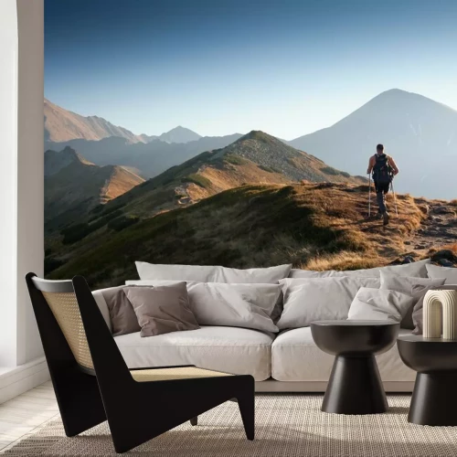 Fotobehang Toerist in het Tatragebergte