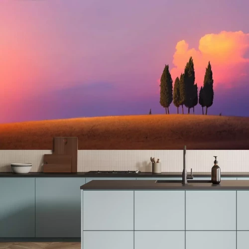 Fotobehang Paarse lucht in Toscane