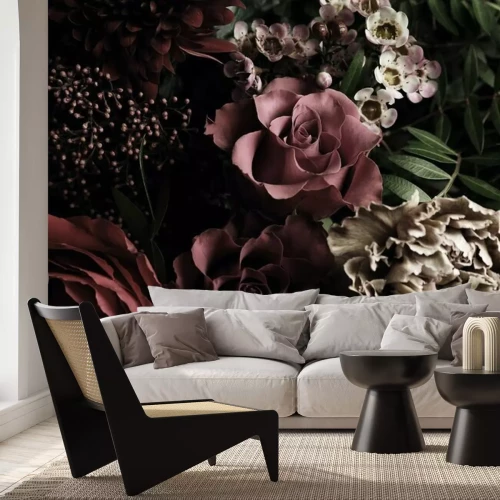 Fotobehang Een bloemencompositie van verschillende bloemen