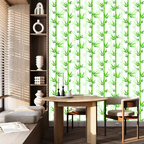 Behang Mooie bamboe met groene bladeren