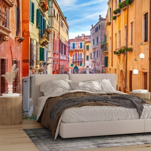 Fotobehang Kleurrijke architectuur van het kanaal van Venetië