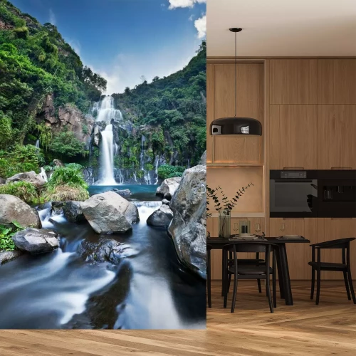 Fotobehang Waterval en meer