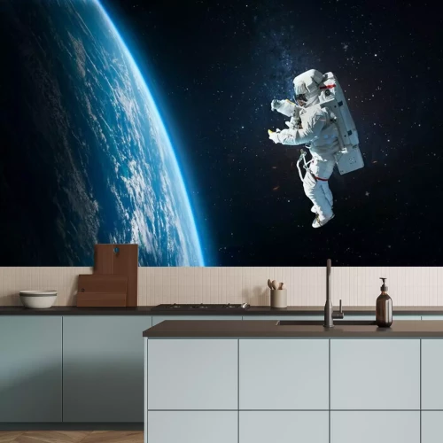 Fotobehang Astronaut ruimte blauwe wereldbol