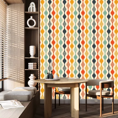 Behang Retro seamless pattern - colorful nostalgic background design with circles