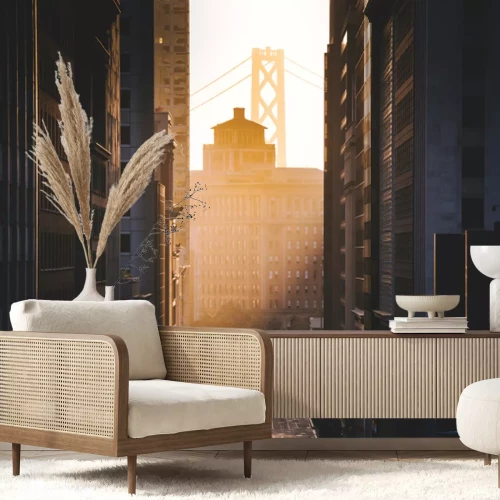 Fotobehang California Street bij zonsondergang