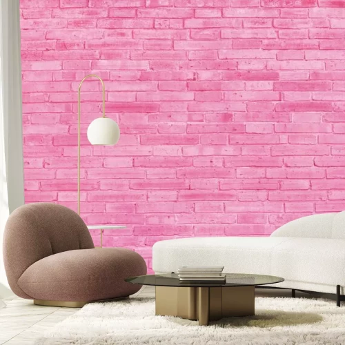 Fotobehang Roze bakstenen muur