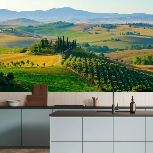 Fotobehang Toscaanse zomerse velden