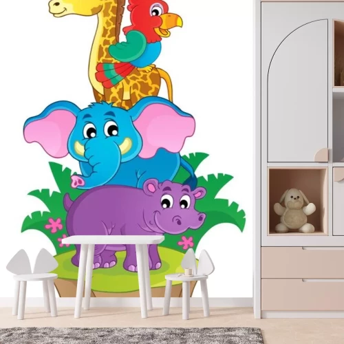 Sticker Piramide van kleurrijke Afrikaanse dieren