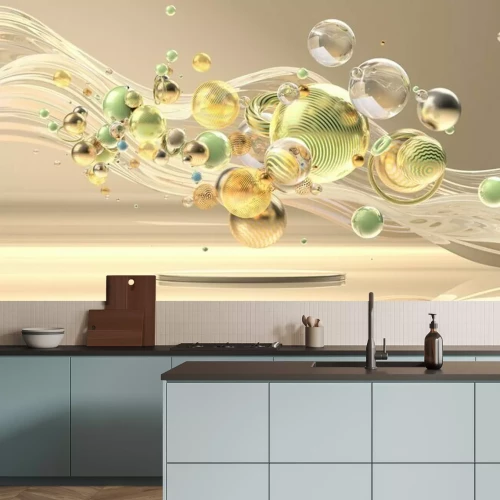 Fotobehang 3D ballen op een golf