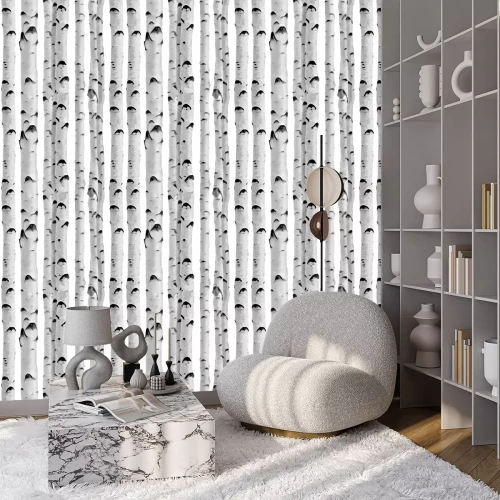 Behang Berkenbos op een witte achtergrond