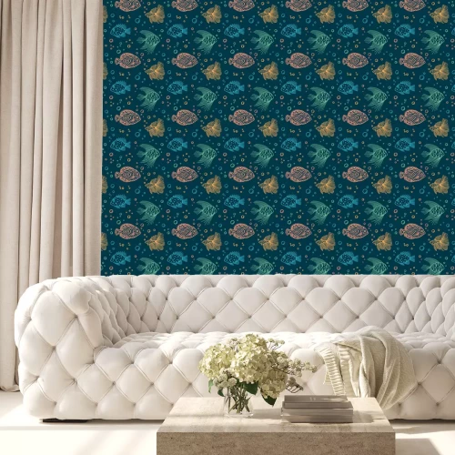 Behang Kleurrijke vissen met bellen