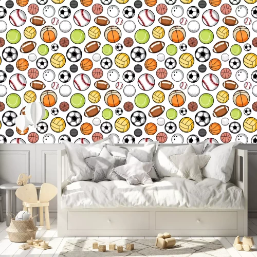 Behang Vector colorful sport balls seamless pattern or background