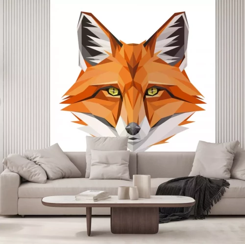 Sticker Fox low poly design. Triangle vector illustration
