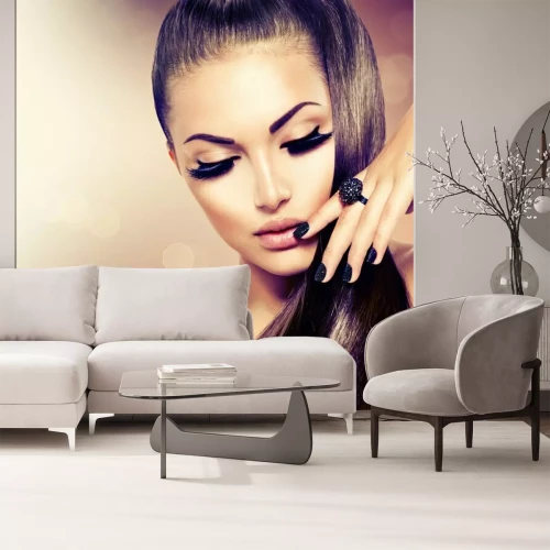 Fotobehang Beauty Fashion Model meisje met lange gezond bruin haar