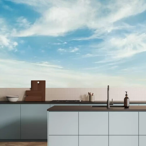 Fotobehang Witte wolken aan een heldere lucht