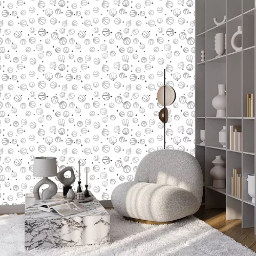 Behang Black Basketball ball icon isolated seamless pattern on white background. Sport symbol. Vector Illustration