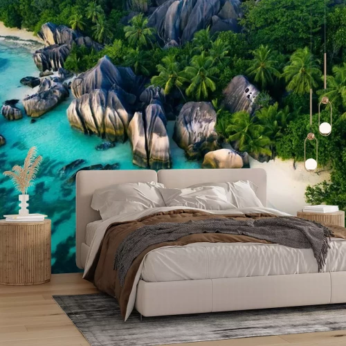 Fotobehang Seychellen tropisch strand