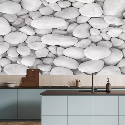 Fotobehang Grote witte kiezelstenen