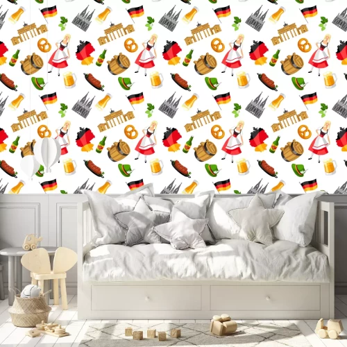 Behang German seamless pattern. Germany national traditional symbols.