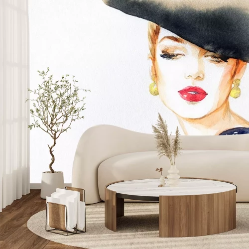 Sticker beautiful woman. fashion illustration. watercolor painting