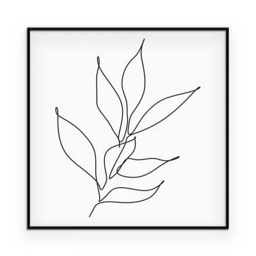 Poster Zwarte bladcontouren op een witte achtergrond