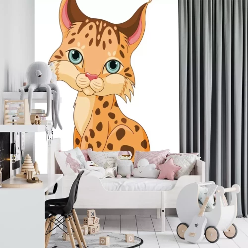 Sticker Kleine lynx cartoon stijl illustratie
