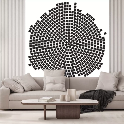 Sticker Een cirkelvormige structuur gemaakt van vierkanten