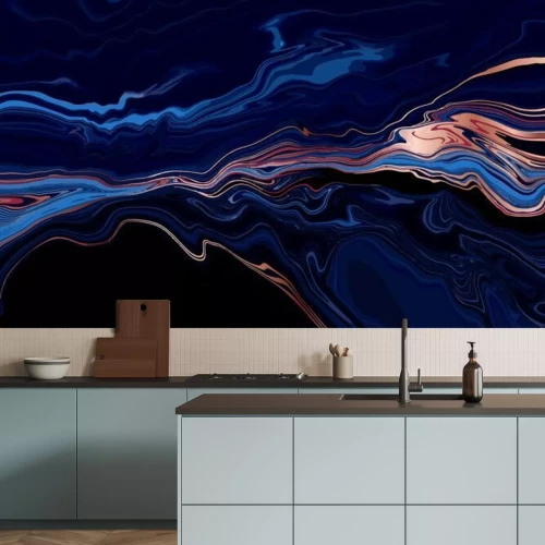 Fotobehang Vloeiend marmer donkerblauw als een rivier