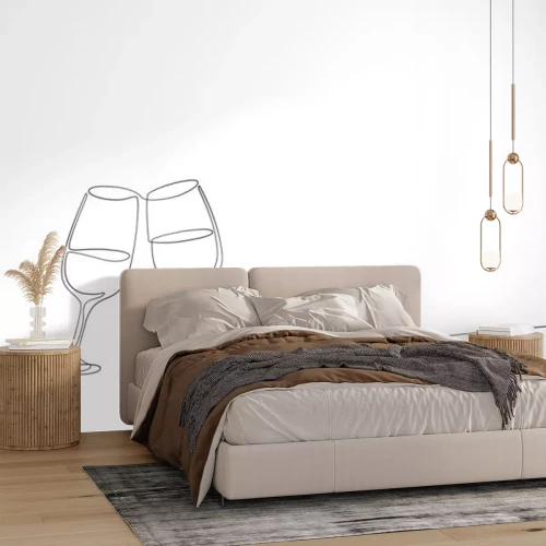 Sticker Continuous one line drawing isolated on white background. Vector outline contour glasses of champagne sketch..