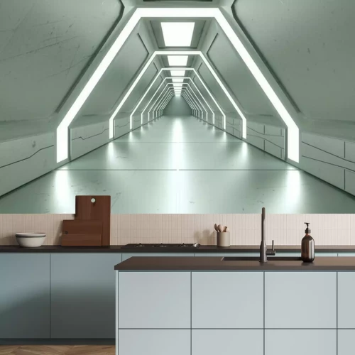 Fotobehang Futuristische 3D tunnel