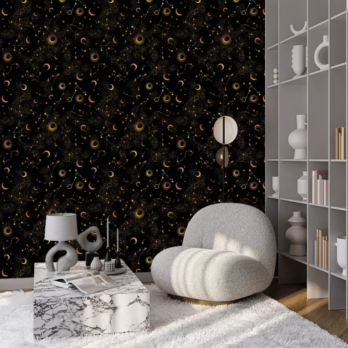 Behang Space Galaxy constellation seamless pattern print could be used for textile, zodiac star yoga mat, phone case