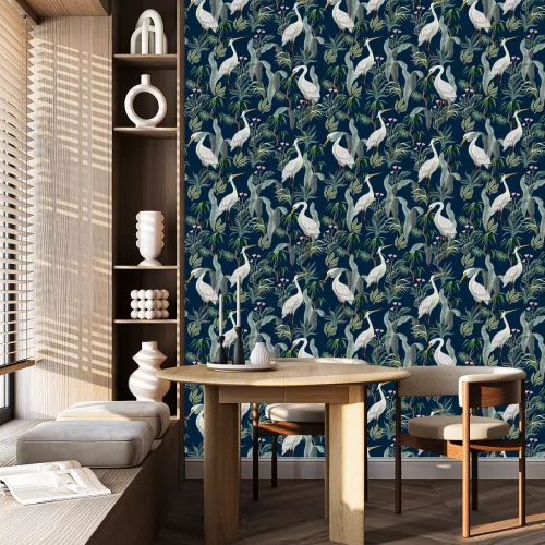 Behang Chinoiserie patroon met vogels