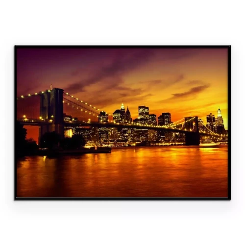 Poster Brooklyn Bridge bij zonsondergang