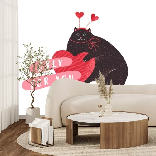 Sticker Grappige kat met een hart