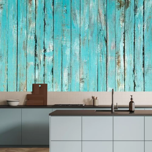 Fotobehang Vies turquoise hekwerk