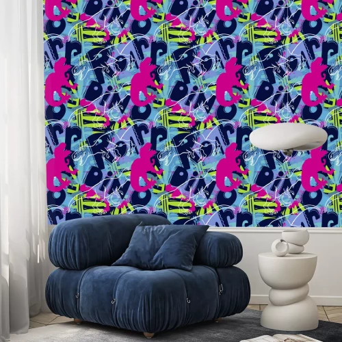 Behang Kleurrijke graffiti met dinosaurussen