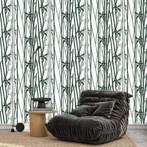Behang Zwart-wit achtergrond met bamboe