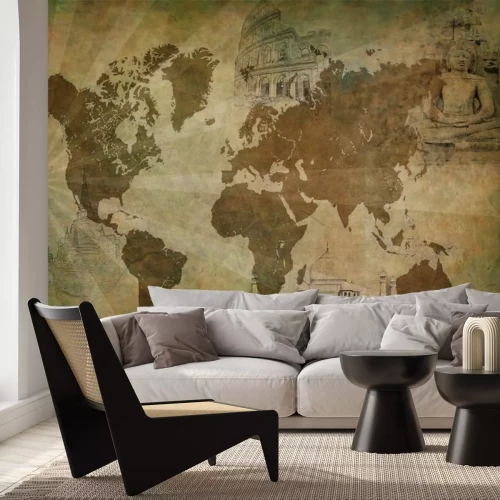 Sticker oude wereld reiskaart