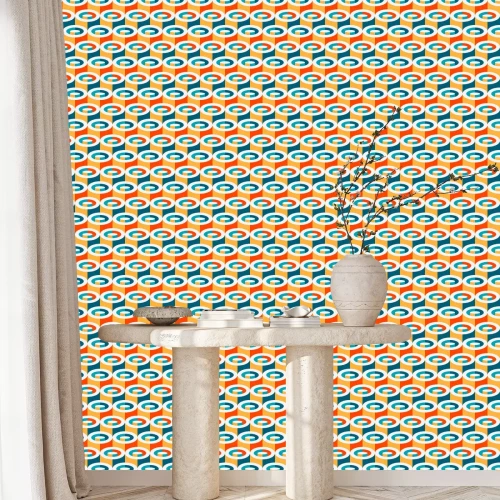 Behang Multicolor geometric cylindrical seamless pattern