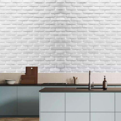 Fotobehang Witte bakstenen gevel